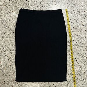 Eileen Fisher black knit side slits skirt elastic waist O/S